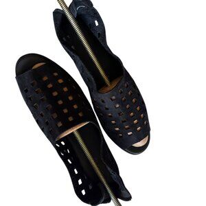 Arche Drick Slip On Back Zip Shoe Perforated Black Suede Leather Comfort Shoes